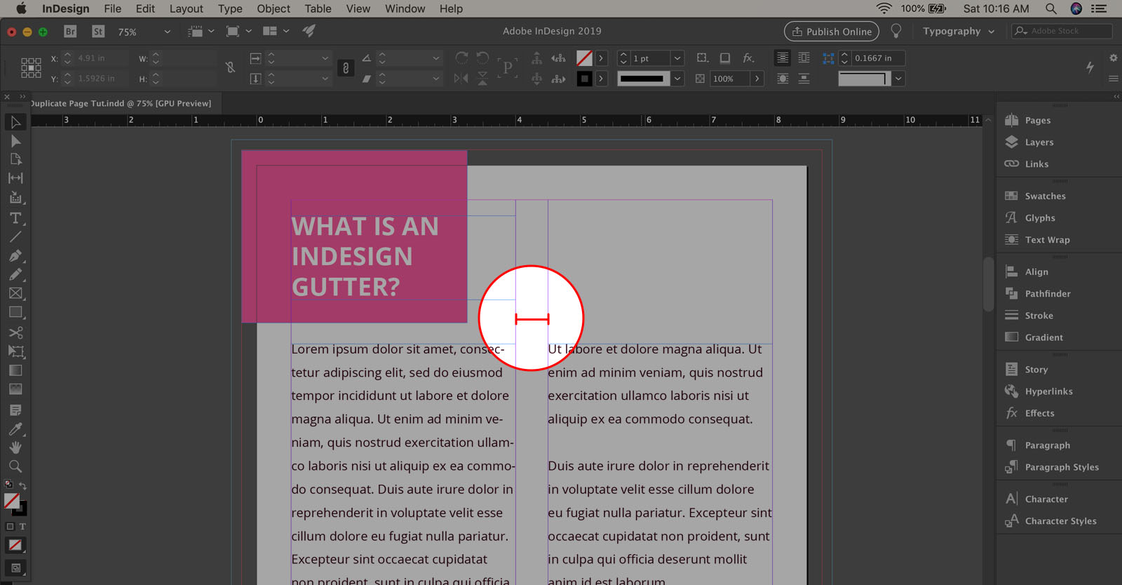 What is an InDesign gutter