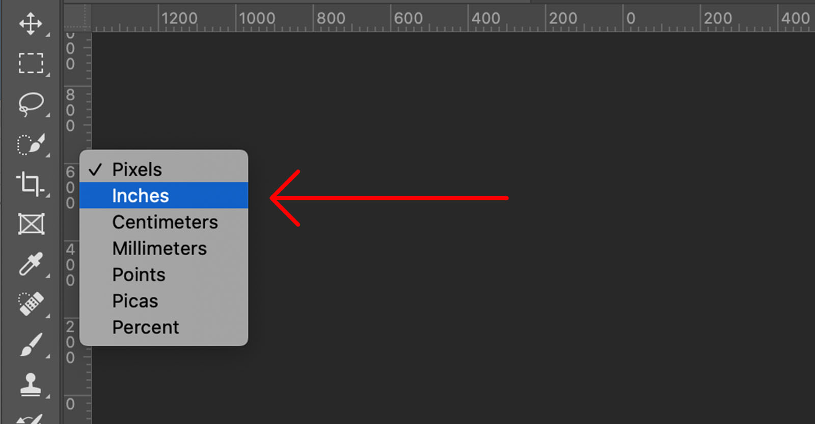 How to change ruler units in Photoshop